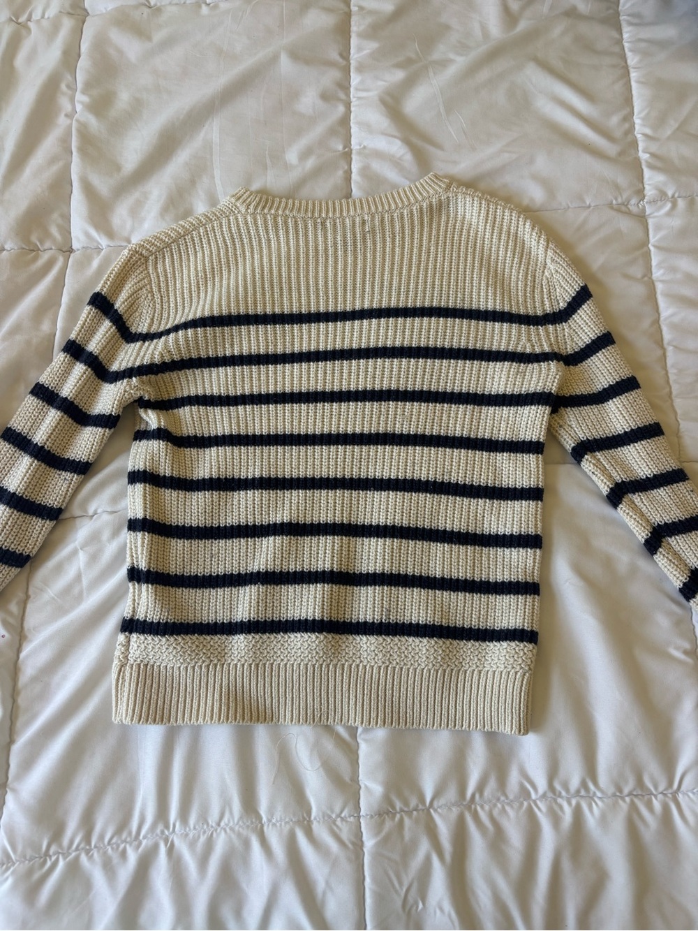 GAP Cream and Navy Striped Crewneck Sweater - Picture 2 of 3